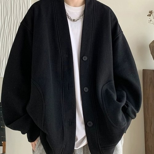 纯黑色日系慵懒风外套男潮