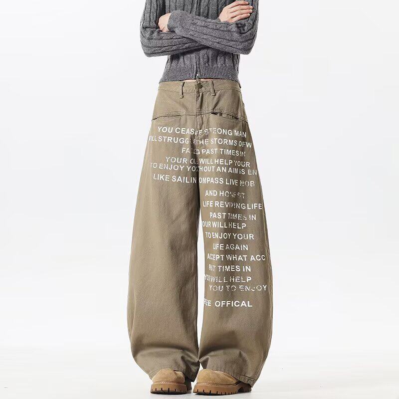 美式高街字母印花牛仔裤