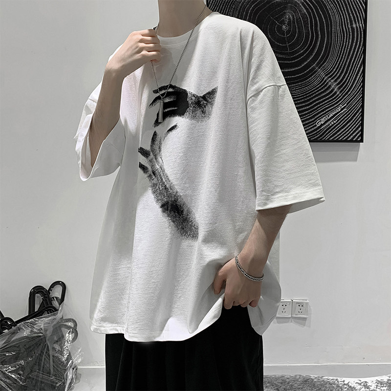 SHORT-SLEEVED T-SHIRT MENS SUMMER NEW INS KOREAN VERSION OF THE TREND LOOSE HALF-SLEEVED SHIRT HONG KONG STYLE HANDSOME STUDENT TIDE BRAND COMPASSIONATE