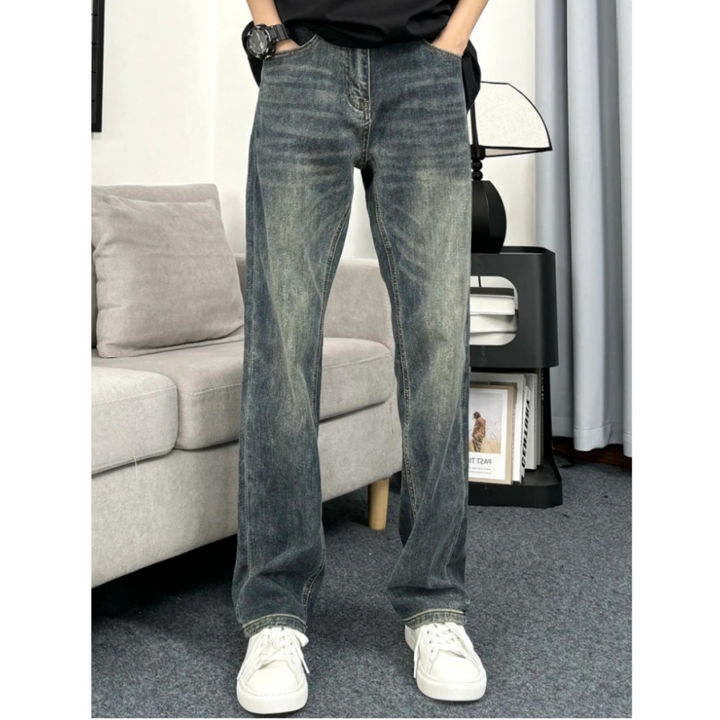 复古蓝牛仔裤男款春秋季