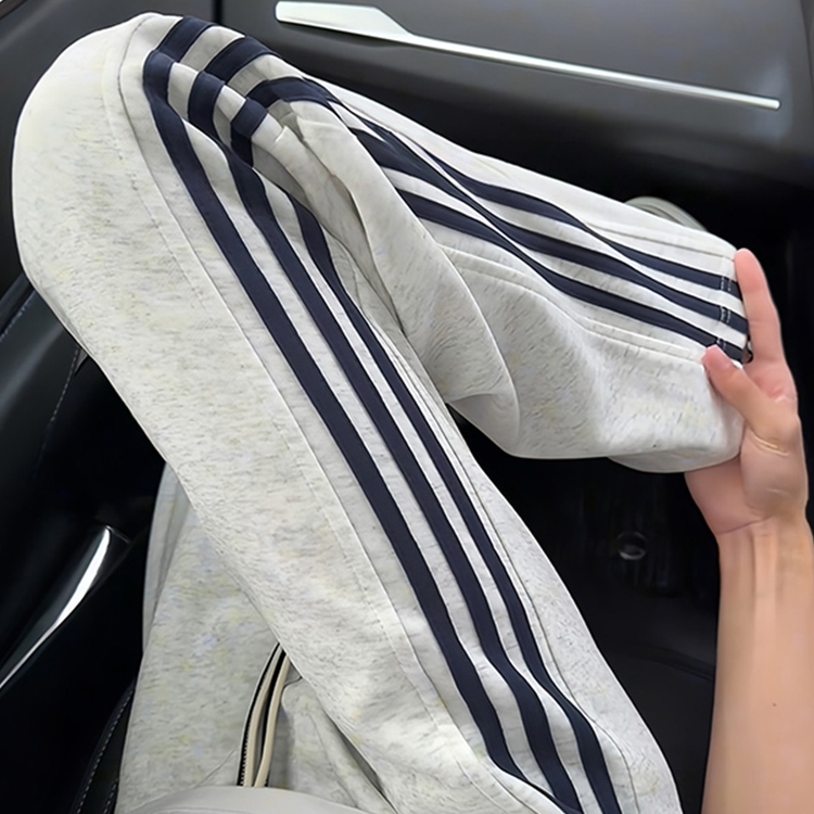 花灰色三条杠卫裤男秋季潮牌