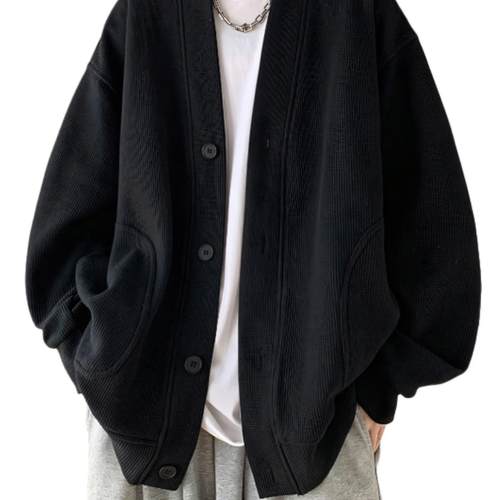 纯黑色日系慵懒风外套男高级感