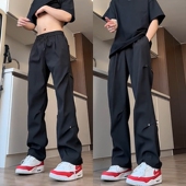 高级工装 新款 裤 铆钉西裤 子男女高街复古cleanfit长裤 春秋季 休闲裤