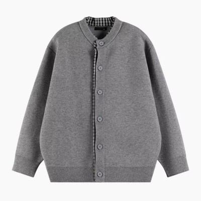 针织衫宽松设计感格子拼接假两件