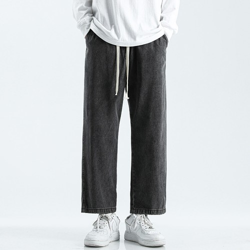 牛仔裤男阔腿直筒宽松九分裤