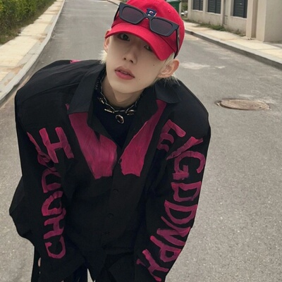 欧美hiphop设计感涂鸦撞色长袖