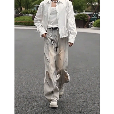 美式复古破洞牛仔裤男款秋季