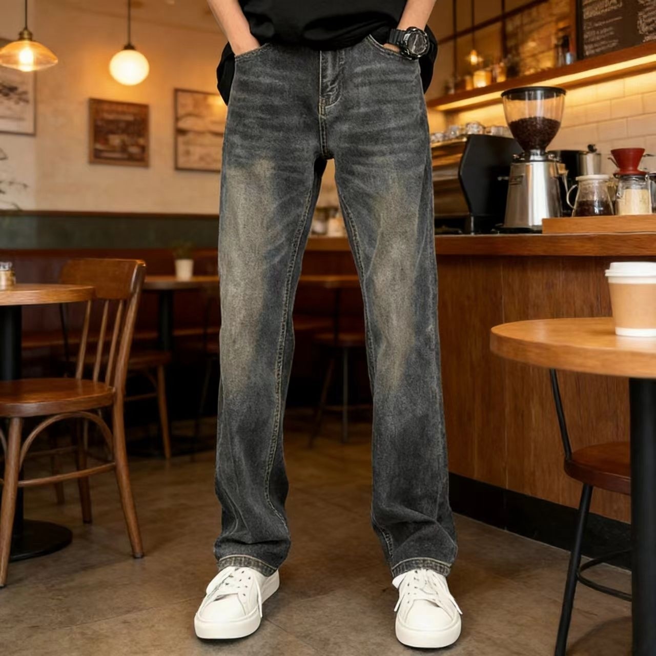 微弹男牛仔裤子男秋冬季