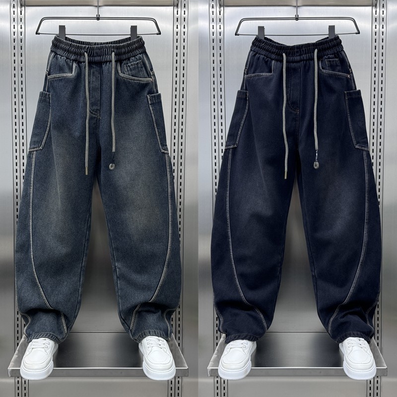 2026春秋季新款渐变牛仔裤男士潮牌弯刀裤美式休闲水洗复古工装裤,男装,卫裤,淘宝优惠券,粉丝福利购,淘宝优惠卷