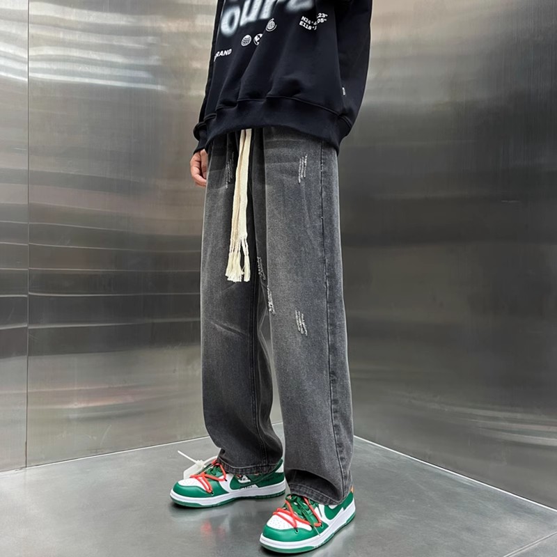抽绳牛仔裤男宽松休闲