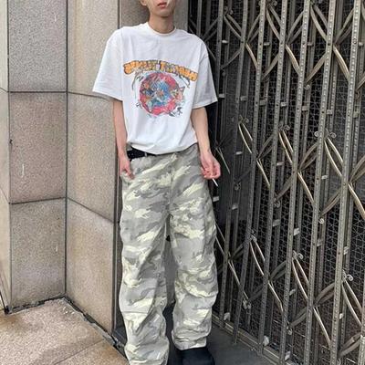 vintage灰白色迷彩工装裤男款