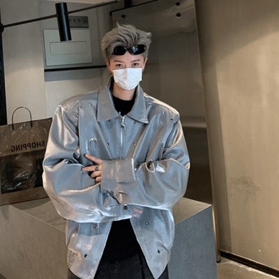 柳钉垫肩外套男秋季设计感小众