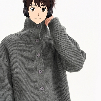 美式深灰色高领毛衣男秋冬