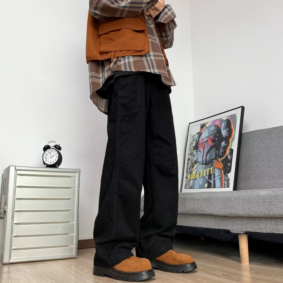 欧美高街解构拼接牛仔裤男