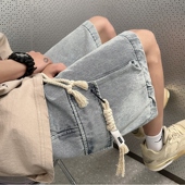 牛仔短裤 潮牌ins裤 男夏季 工装 薄款 宽松休闲五分裤 子潮流百搭中裤