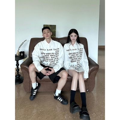字母印花白衬衫男女轻奢高级感