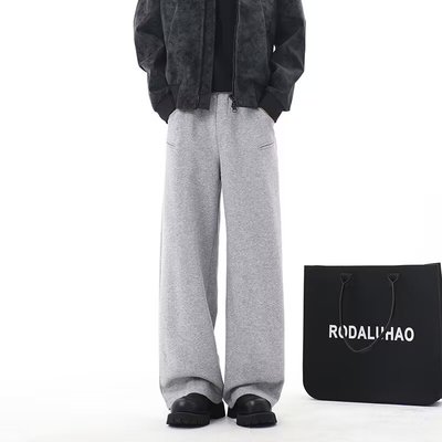 秋冬季灰色休闲裤简约直筒卫裤