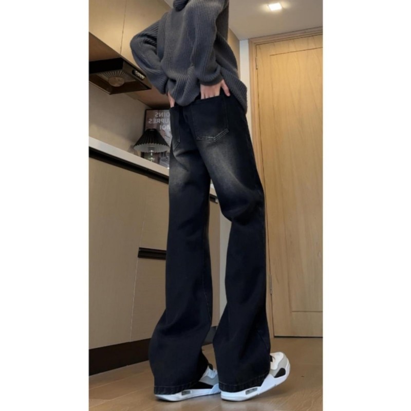 黑灰色中腰显瘦牛仔裤男新款潮牌vibe裤子美式高街提档直筒弯刀裤,男装,卫裤,淘宝优惠券,粉丝福利购,淘宝优惠卷