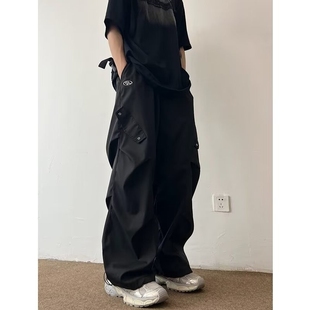 高街工装 潮牌宽松复古直筒休闲裤 伞兵裤 秋冬季 子 男生2025新款 美式