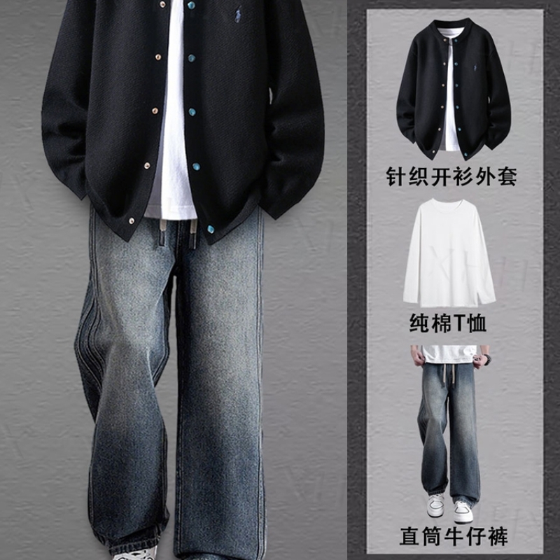 彩色扣子针织衫男秋季韩系