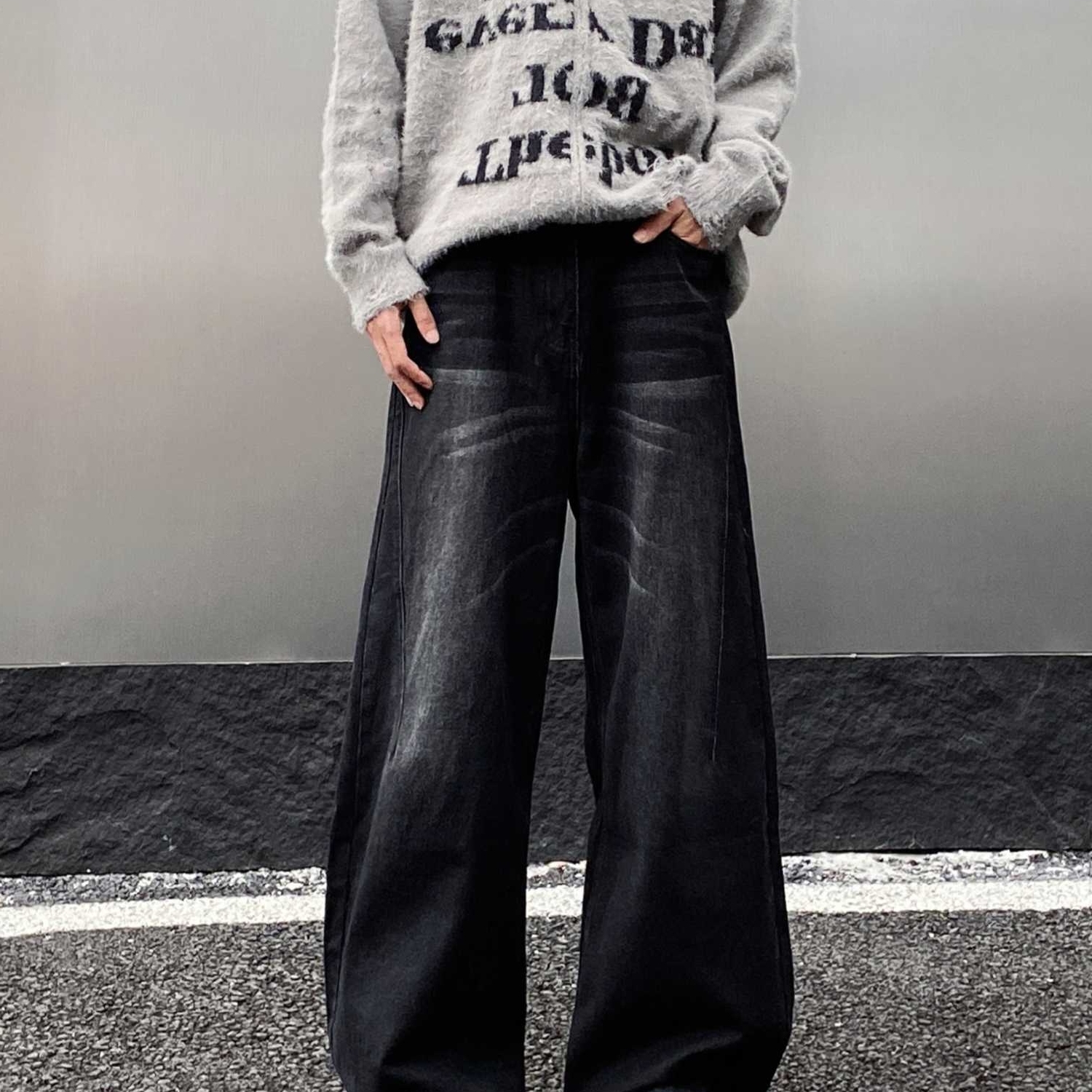 美式复古水洗做旧牛仔裤男