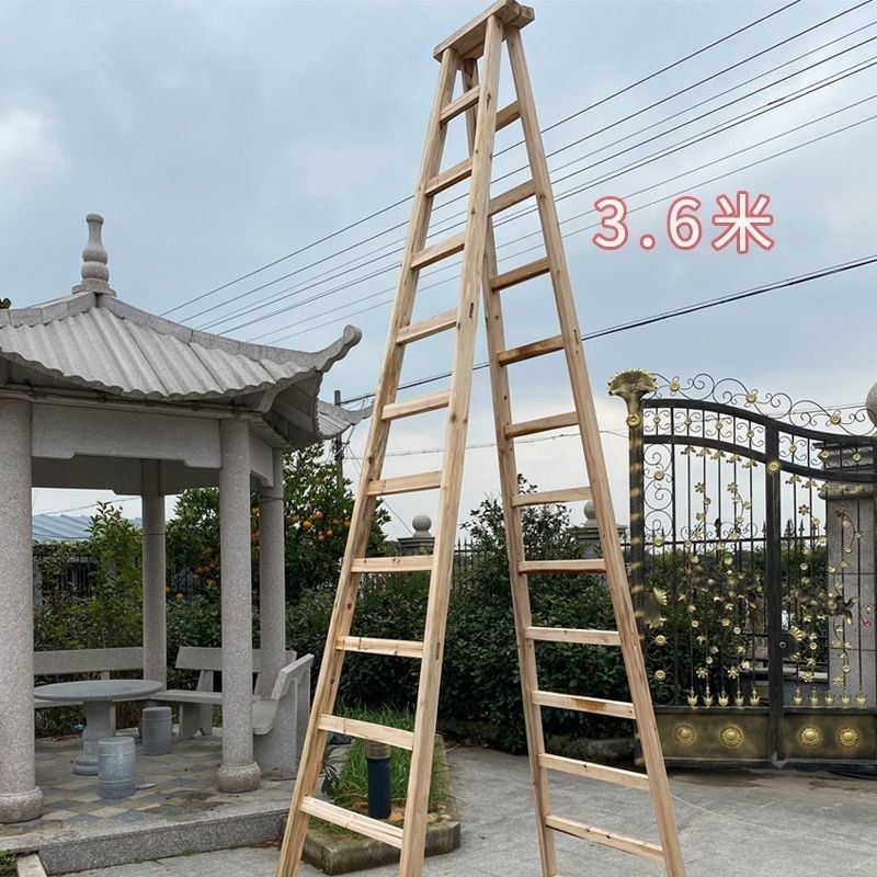 木梯子人字梯实木梯双侧木质梯家用折叠人字梯木质人字梯实木梯i.