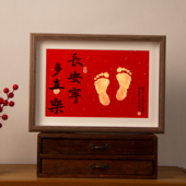 新生婴儿童手脚印画满月百天制作周岁平安喜乐手足印画纪念品相框