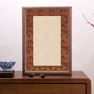 微喷国展宣卡纸自己写书法空白相框混搭仿古锦画框胡桃框678寸A4