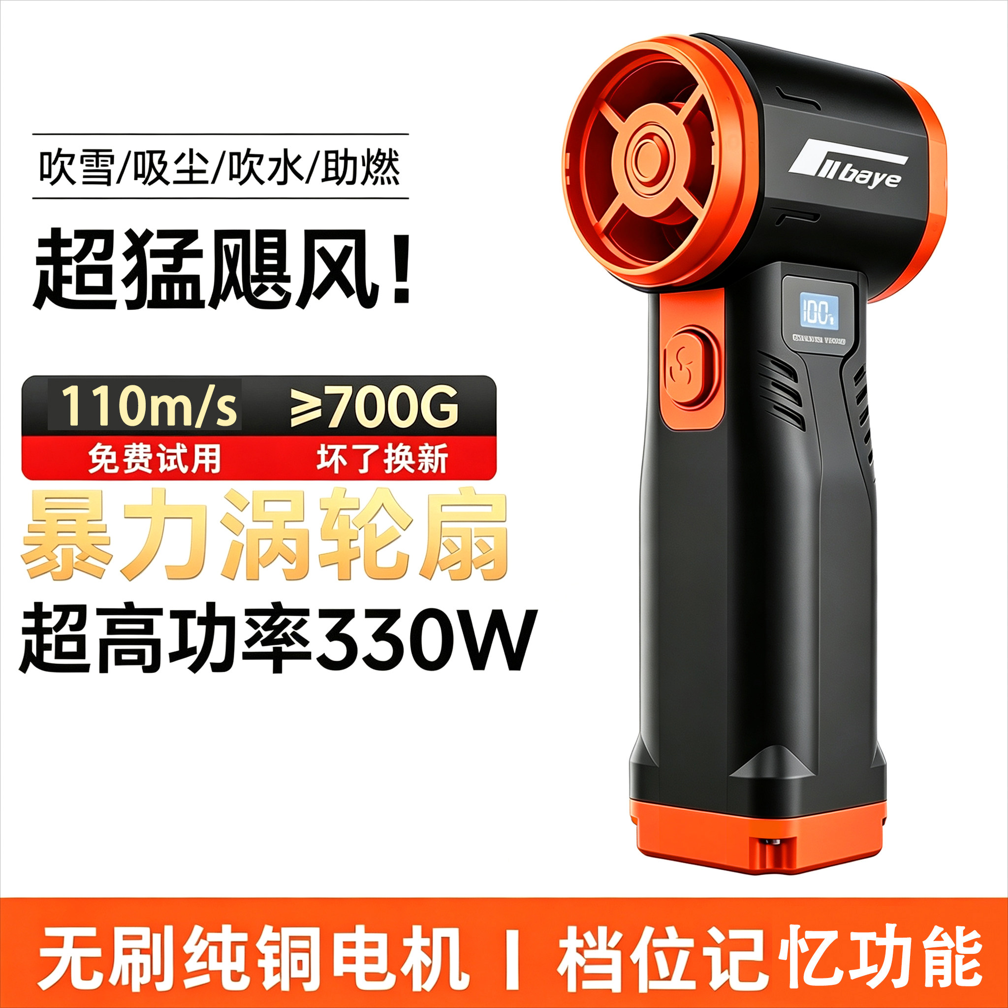 60万暴力手持涡轮风扇无刷电机小型车载吸尘器超强涵道吹雪神器图片