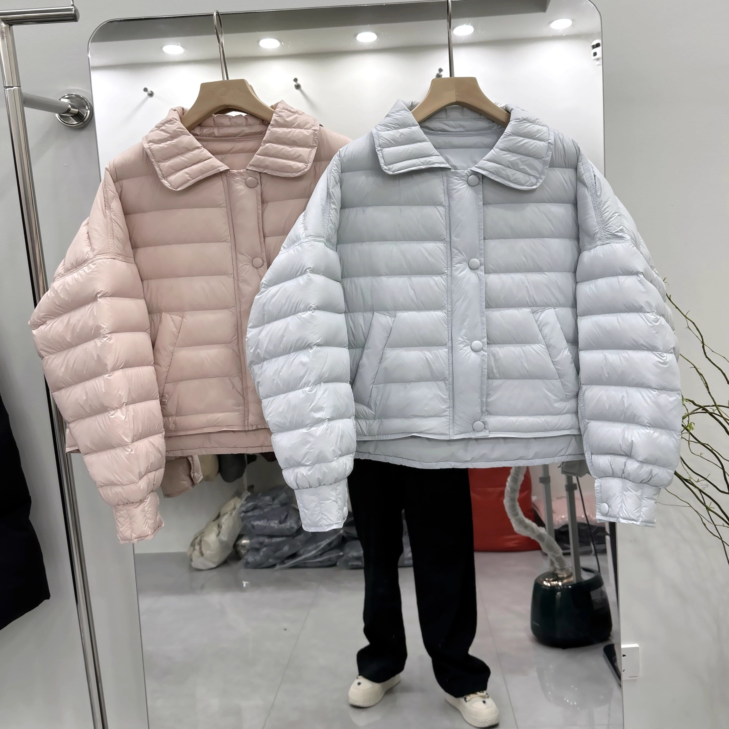 日本offcat轻薄翻领小个子羽绒服女短款2025新款宽松外套冬季薄款