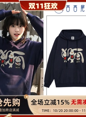 日本offcat美式卡通卫衣连帽女款秋冬2025新款爆款小个子韩系慵懒