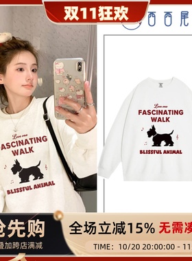 日本offcat韩系可爱风减龄卡通圆领卫衣女宽松百搭秋冬款小个子可