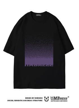 UMBNESS 潮牌紫色渐变印花美式休闲时尚街头短袖夏季男士T恤宽松