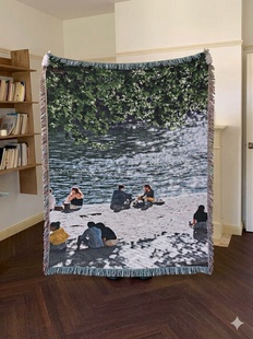 疗愈系挂毯卧室布置毯 法国塞纳河公园河边风景氛围感感性Mood