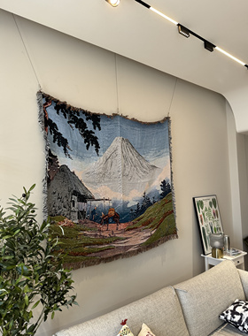 高桥松亭日本富士山日式浮世绘背景沙发毯毛毯文艺居酒屋装饰毯