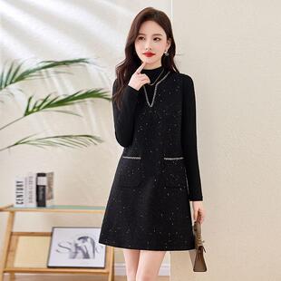 减龄显瘦搭配时尚套装女高级感马甲背心连衣裙高领打底衫两件套潮