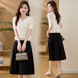 两件套连衣裙女夏季2025新款小个子时尚休闲气质洋气减龄套装裙子