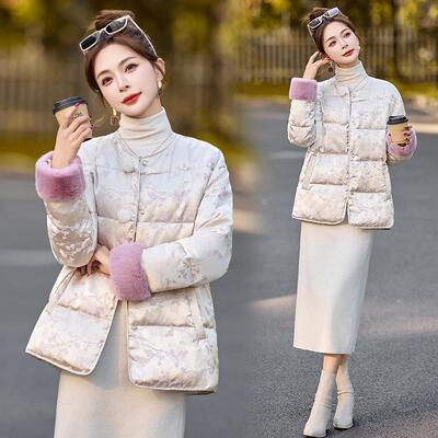 提花盘扣羽绒服女新中式