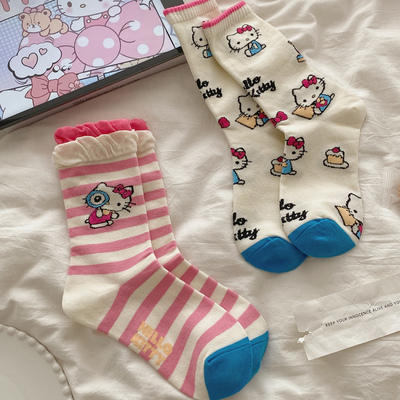 可爱卡通中筒袜子女秋季