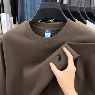 【奥莱一折专区】保罗100纯棉长袖圆领T恤男士秋季小马标简约卫衣