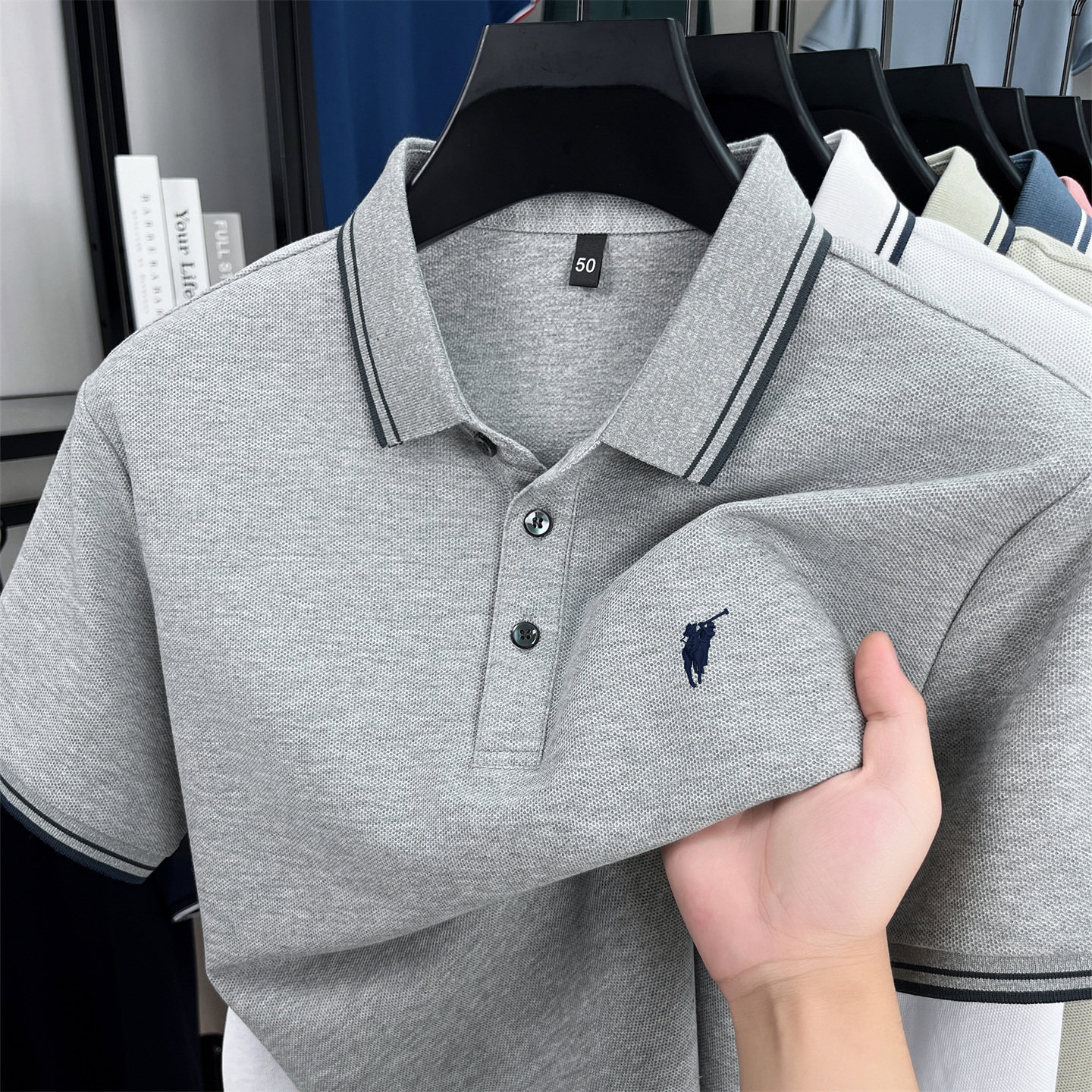 【奥莱品牌折扣】保罗正品纯棉短袖POLO衫男士夏季小马标翻领T恤