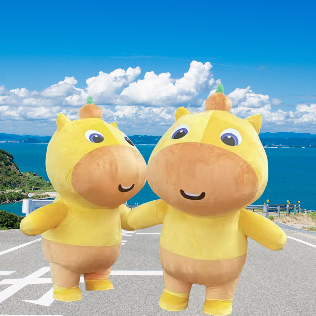 卡皮巴拉吉祥物黄色充气水豚噜噜