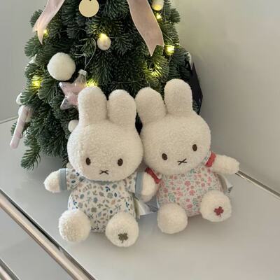 日本SELUMB荷兰联名粉蓝鸢尾花米菲毛绒公仔幸运草碎花miffy礼物