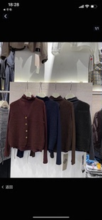 百搭V领针织马甲女 时尚 半高领T恤真两件套上衣 新款 大方15031秋季