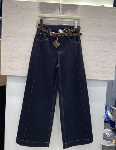 梦佳瑶5801冬季新设计感植绒高腰宽松阔腿牛仔裤女百搭直筒长裤子