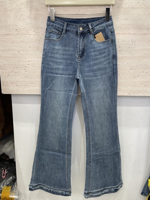竹子家2608春秋新品微喇叭牛仔裤高腰爆款小个子显瘦显高百搭女裤