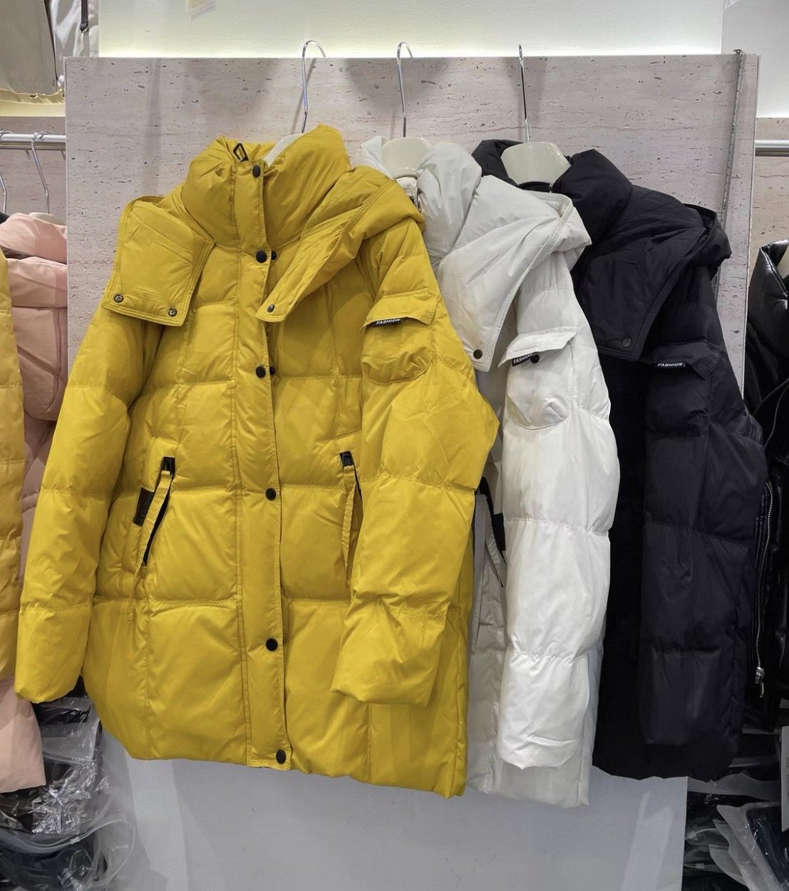 亿富佳A36中长款休闲连帽羽绒服冬韩版宽松洋气保暖鸭绒厚外套女