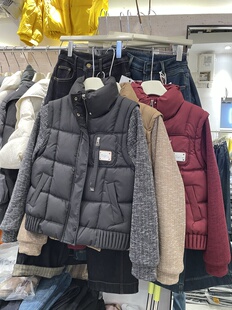 艾伊诺服饰8517冬季 假两件小个子女外套 拼接立领棉袄减龄百搭短款