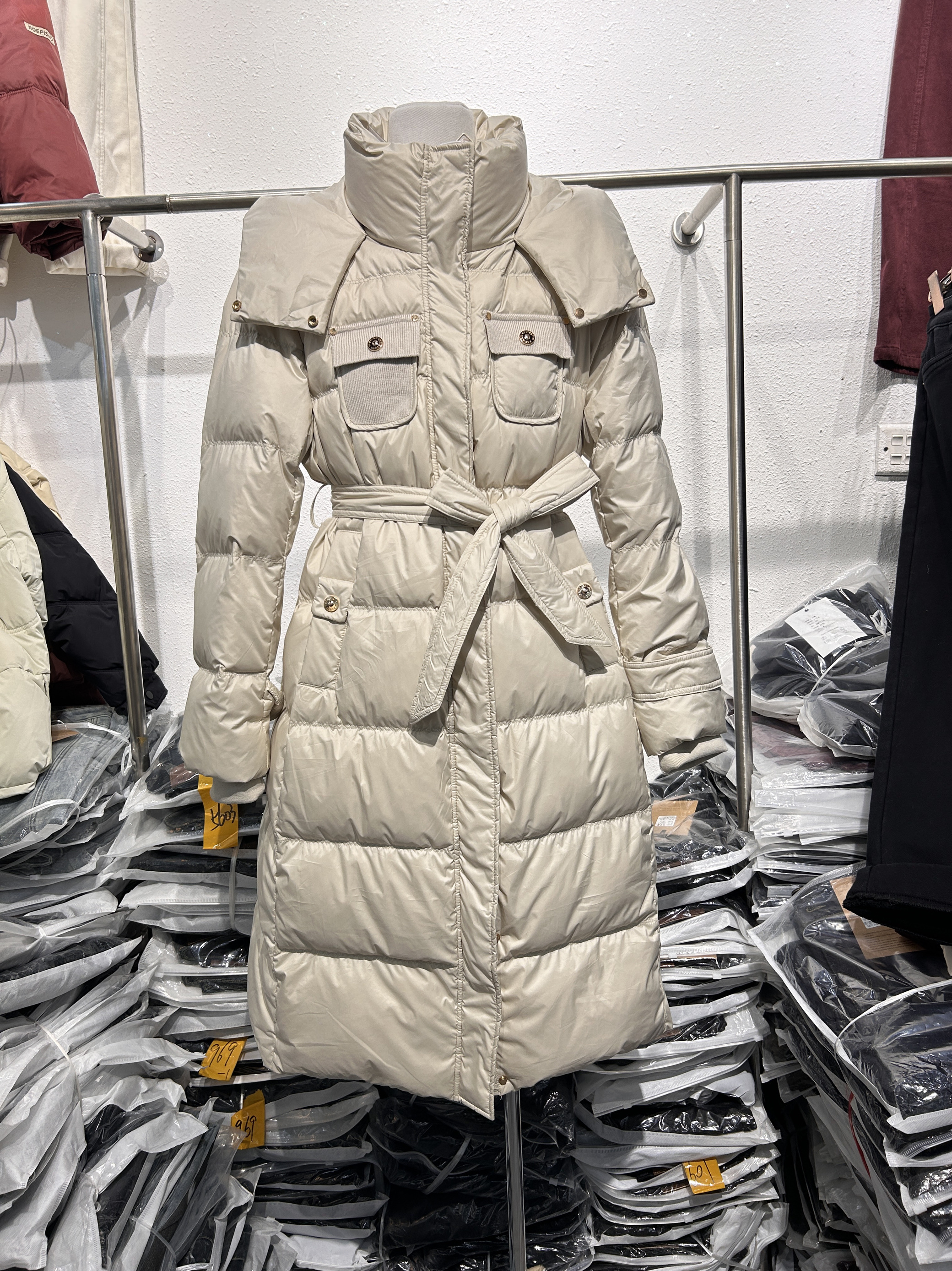 8806腰带90白鸭绒羽绒服女长款2024新款加厚过膝收腰修身冬季外套