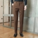 子加厚羊毛呢子咖色棕色秋冬季 西装 商务直筒毛料休闲大码 男裤 西裤